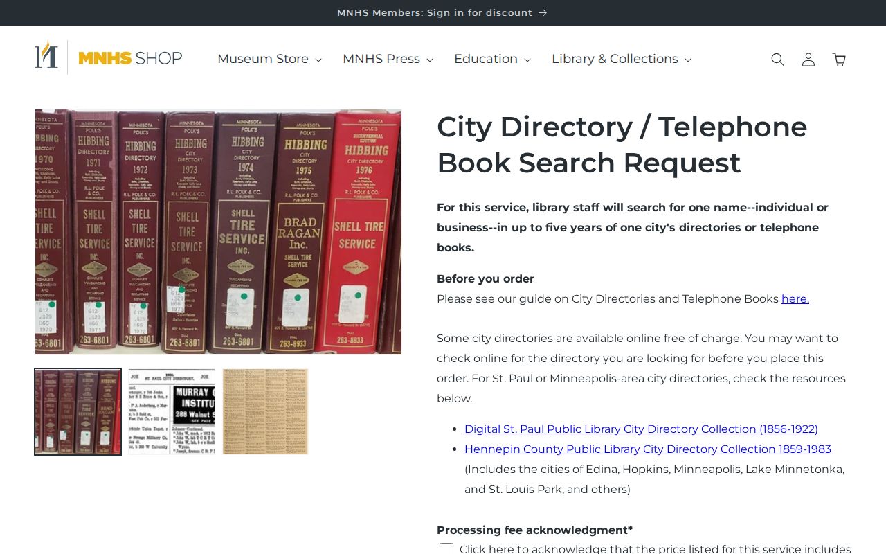 Golden Valley city directory Minnesota Historical Society search request form
