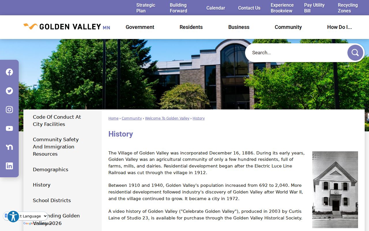 Golden Valley previous residents city history and historic address research