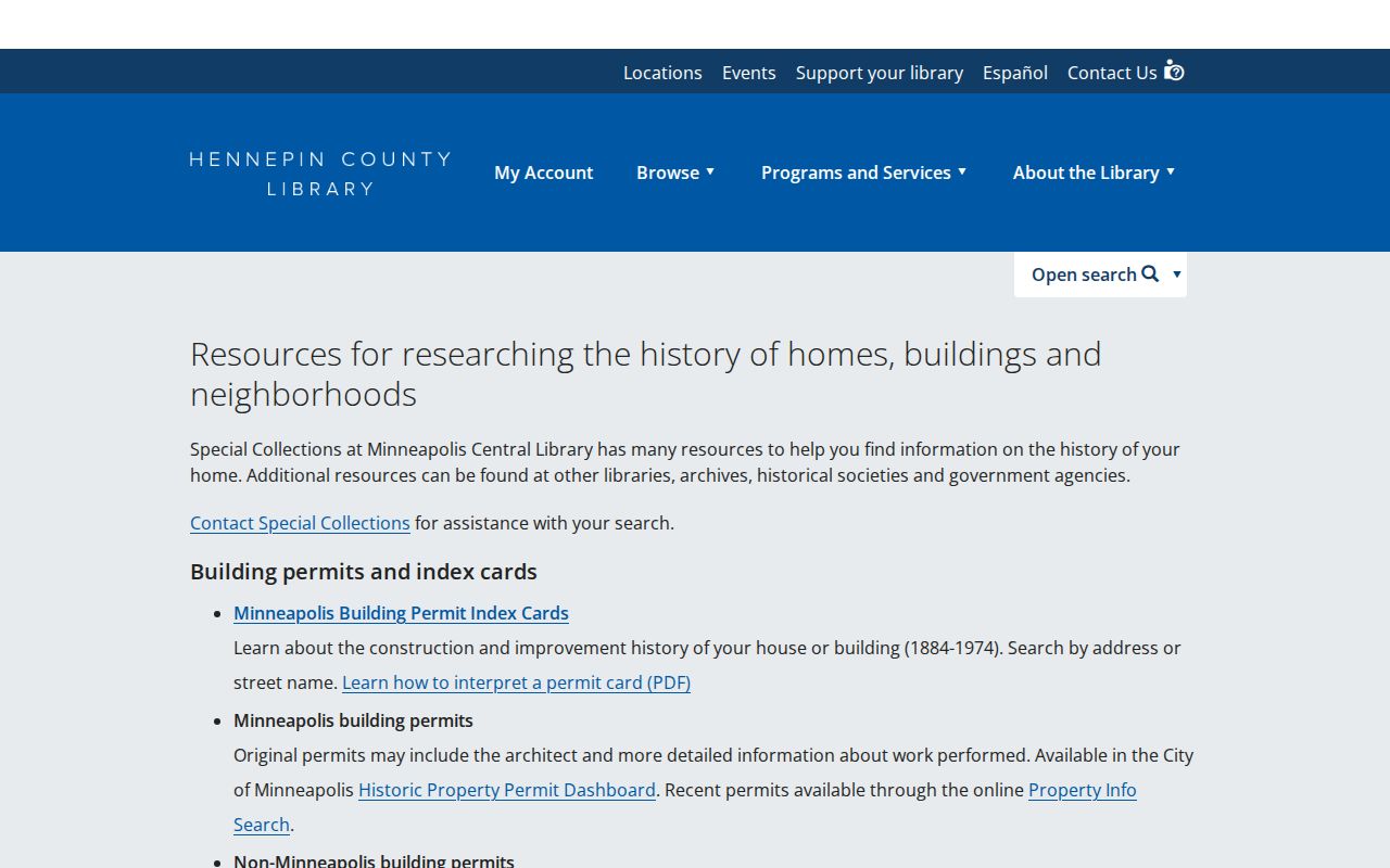 Golden Valley previous residents home-history research resources at HCLIB